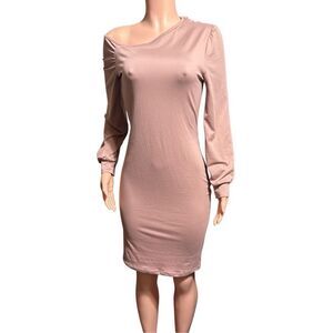 Long sleeve cold shoulder bodycon dress L